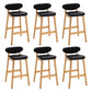 Contemporary Bar-stool Square Counter Bar Stool with Wooden Legs for Kitchen Black Natural 6 Piece Set Clearhalo 'Bar Furniture' 'Bar Stools' 'bar_stools' 'furn' 'furn_bar_stools' 'Furniture' 'furniture_bar_stools' 'Kitchen & Dining Furniture' 4984268