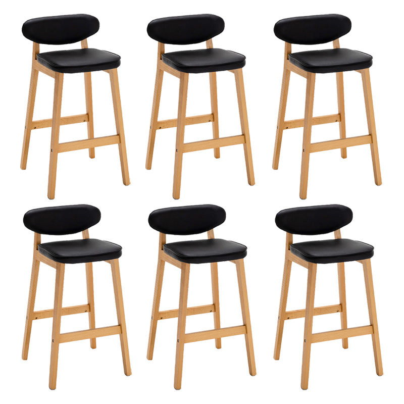 Contemporary Bar-stool Square Counter Bar Stool with Wooden Legs for Kitchen Black Natural 6 Piece Set Clearhalo 'Bar Furniture' 'Bar Stools' 'bar_stools' 'furn' 'furn_bar_stools' 'Furniture' 'furniture_bar_stools' 'Kitchen & Dining Furniture' 4984268