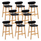 Contemporary Bar-stool Square Counter Bar Stool with Wooden Legs for Kitchen Black Natural 8 Piece Set Clearhalo 'Bar Furniture' 'Bar Stools' 'bar_stools' 'furn' 'furn_bar_stools' 'Furniture' 'furniture_bar_stools' 'Kitchen & Dining Furniture' 4984270