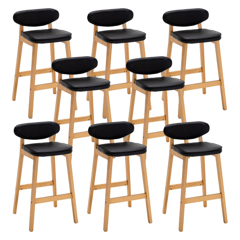 Contemporary Bar-stool Square Counter Bar Stool with Wooden Legs for Kitchen Black Natural 8 Piece Set Clearhalo 'Bar Furniture' 'Bar Stools' 'bar_stools' 'furn' 'furn_bar_stools' 'Furniture' 'furniture_bar_stools' 'Kitchen & Dining Furniture' 4984270