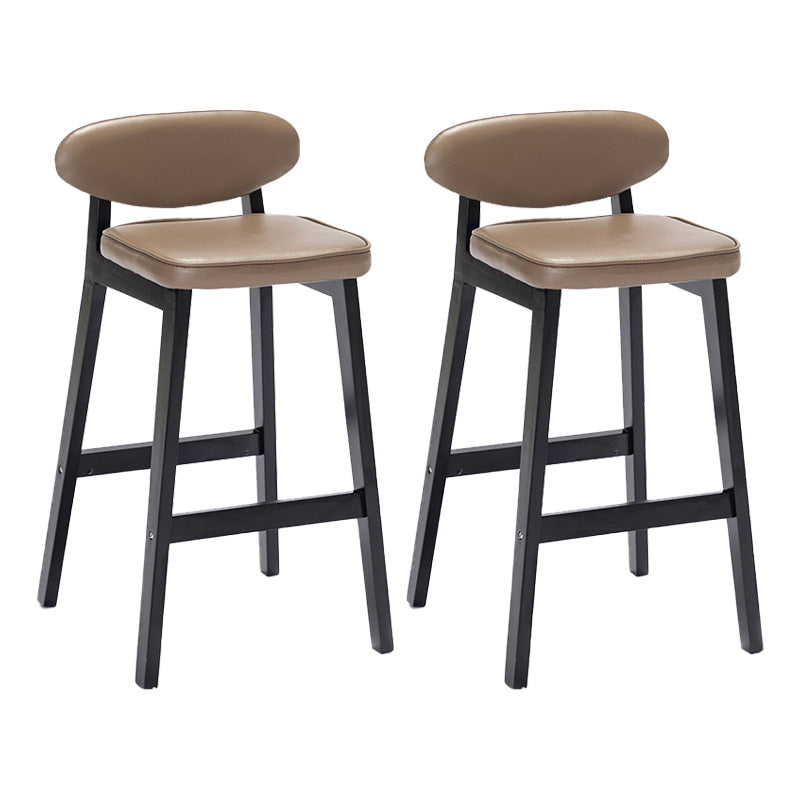 Contemporary Bar-stool Square Counter Bar Stool with Wooden Legs for Kitchen Khaki Black 2 Piece Set Clearhalo 'Bar Furniture' 'Bar Stools' 'bar_stools' 'furn' 'furn_bar_stools' 'Furniture' 'furniture_bar_stools' 'Kitchen & Dining Furniture' 4984273