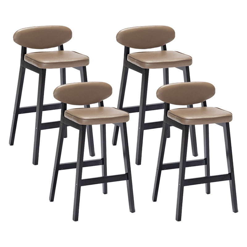 Contemporary Bar-stool Square Counter Bar Stool with Wooden Legs for Kitchen Khaki Black 4 Piece Set Clearhalo 'Bar Furniture' 'Bar Stools' 'bar_stools' 'furn' 'furn_bar_stools' 'Furniture' 'furniture_bar_stools' 'Kitchen & Dining Furniture' 4984275