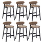 Contemporary Bar-stool Square Counter Bar Stool with Wooden Legs for Kitchen Khaki Black 6 Piece Set Clearhalo 'Bar Furniture' 'Bar Stools' 'bar_stools' 'furn' 'furn_bar_stools' 'Furniture' 'furniture_bar_stools' 'Kitchen & Dining Furniture' 4984276
