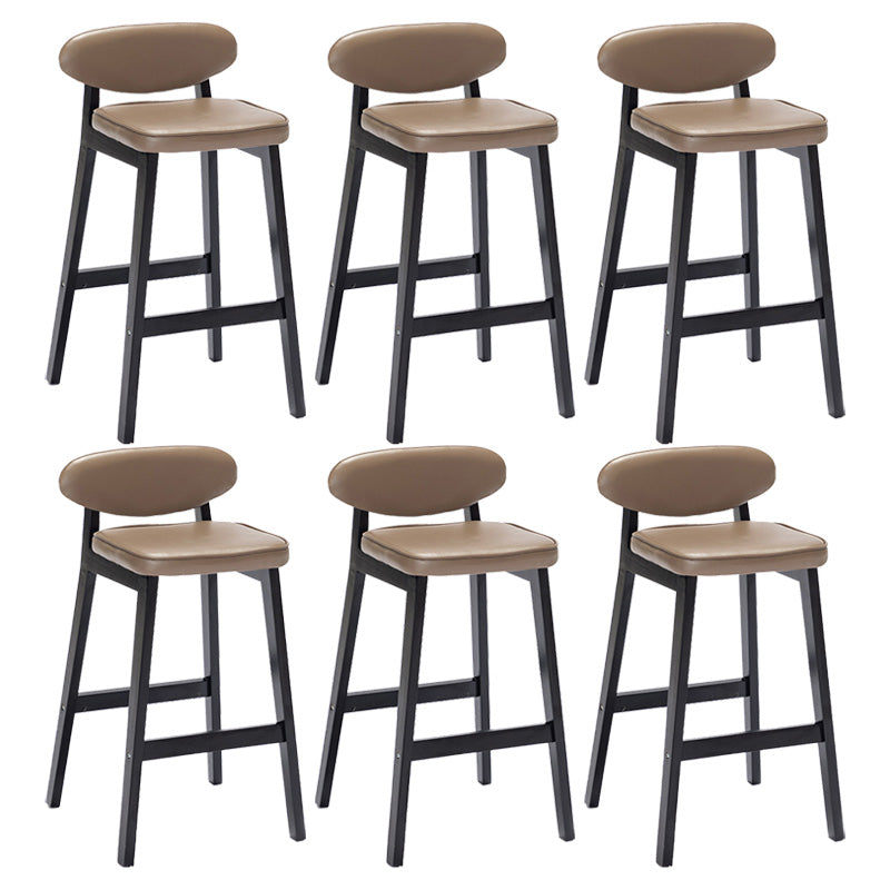 Contemporary Bar-stool Square Counter Bar Stool with Wooden Legs for Kitchen Khaki Black 6 Piece Set Clearhalo 'Bar Furniture' 'Bar Stools' 'bar_stools' 'furn' 'furn_bar_stools' 'Furniture' 'furniture_bar_stools' 'Kitchen & Dining Furniture' 4984276