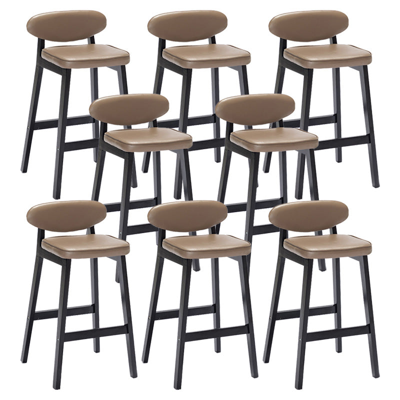 Contemporary Bar-stool Square Counter Bar Stool with Wooden Legs for Kitchen Khaki Black 8 Piece Set Clearhalo 'Bar Furniture' 'Bar Stools' 'bar_stools' 'furn' 'furn_bar_stools' 'Furniture' 'furniture_bar_stools' 'Kitchen & Dining Furniture' 4984279