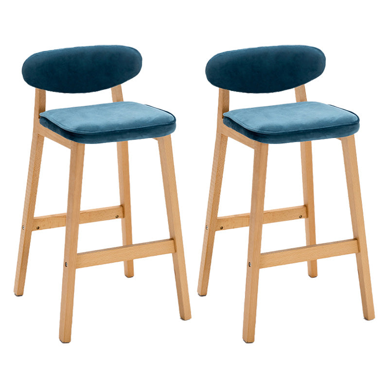 Contemporary Bar-stool Square Counter Bar Stool with Wooden Legs for Kitchen Blue Natural 2 Piece Set Clearhalo 'Bar Furniture' 'Bar Stools' 'bar_stools' 'furn' 'furn_bar_stools' 'Furniture' 'furniture_bar_stools' 'Kitchen & Dining Furniture' 4984282