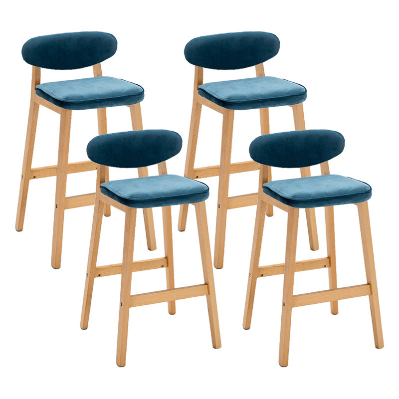 Contemporary Bar-stool Square Counter Bar Stool with Wooden Legs for Kitchen Blue Natural 4 Piece Set Clearhalo 'Bar Furniture' 'Bar Stools' 'bar_stools' 'furn' 'furn_bar_stools' 'Furniture' 'furniture_bar_stools' 'Kitchen & Dining Furniture' 4984283