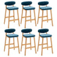 Contemporary Bar-stool Square Counter Bar Stool with Wooden Legs for Kitchen Blue Natural 6 Piece Set Clearhalo 'Bar Furniture' 'Bar Stools' 'bar_stools' 'furn' 'furn_bar_stools' 'Furniture' 'furniture_bar_stools' 'Kitchen & Dining Furniture' 4984284