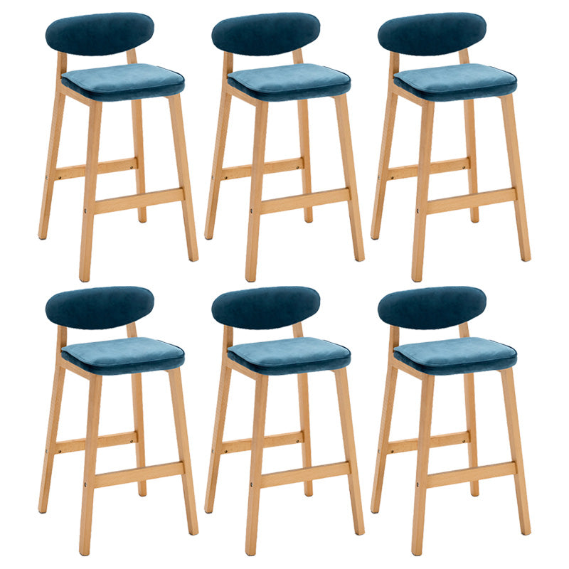 Contemporary Bar-stool Square Counter Bar Stool with Wooden Legs for Kitchen Blue Natural 6 Piece Set Clearhalo 'Bar Furniture' 'Bar Stools' 'bar_stools' 'furn' 'furn_bar_stools' 'Furniture' 'furniture_bar_stools' 'Kitchen & Dining Furniture' 4984284