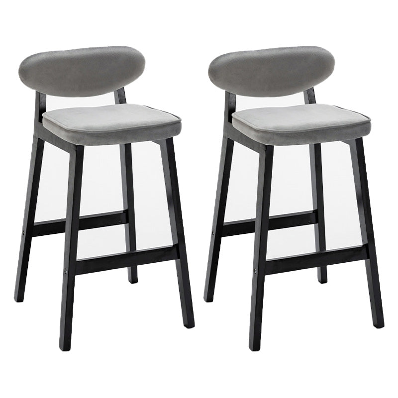Contemporary Bar-stool Square Counter Bar Stool with Wooden Legs for Kitchen Grey Black 2 Piece Set Clearhalo 'Bar Furniture' 'Bar Stools' 'bar_stools' 'furn' 'furn_bar_stools' 'Furniture' 'furniture_bar_stools' 'Kitchen & Dining Furniture' 4984286
