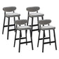 Contemporary Bar-stool Square Counter Bar Stool with Wooden Legs for Kitchen Grey Black 4 Piece Set Clearhalo 'Bar Furniture' 'Bar Stools' 'bar_stools' 'furn' 'furn_bar_stools' 'Furniture' 'furniture_bar_stools' 'Kitchen & Dining Furniture' 4984287
