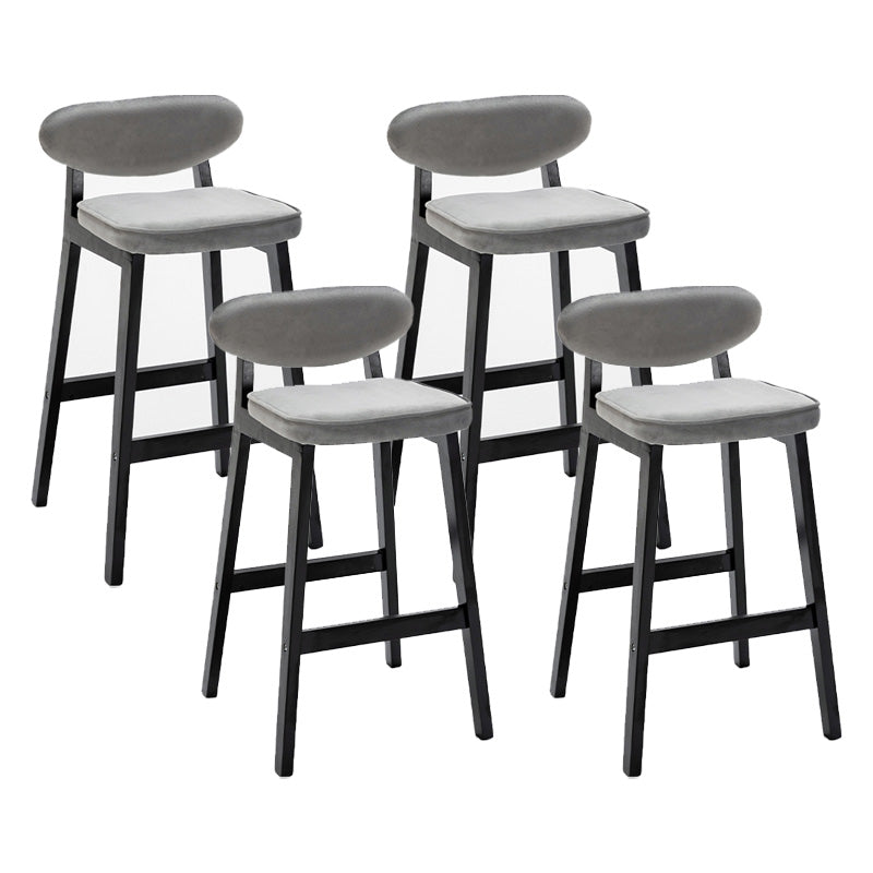 Contemporary Bar-stool Square Counter Bar Stool with Wooden Legs for Kitchen Grey Black 4 Piece Set Clearhalo 'Bar Furniture' 'Bar Stools' 'bar_stools' 'furn' 'furn_bar_stools' 'Furniture' 'furniture_bar_stools' 'Kitchen & Dining Furniture' 4984287