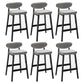 Contemporary Bar-stool Square Counter Bar Stool with Wooden Legs for Kitchen Grey Black 6 Piece Set Clearhalo 'Bar Furniture' 'Bar Stools' 'bar_stools' 'furn' 'furn_bar_stools' 'Furniture' 'furniture_bar_stools' 'Kitchen & Dining Furniture' 4984288
