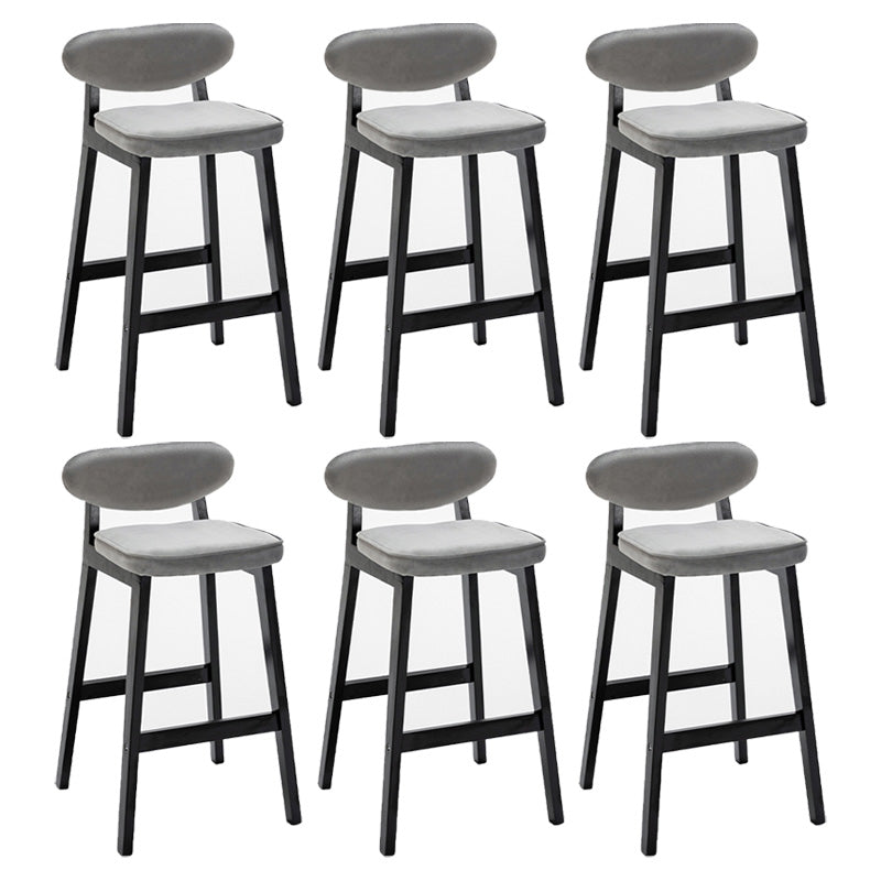 Contemporary Bar-stool Square Counter Bar Stool with Wooden Legs for Kitchen Grey Black 6 Piece Set Clearhalo 'Bar Furniture' 'Bar Stools' 'bar_stools' 'furn' 'furn_bar_stools' 'Furniture' 'furniture_bar_stools' 'Kitchen & Dining Furniture' 4984288