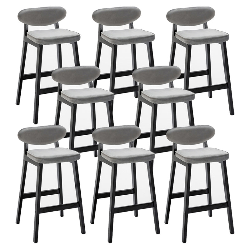 Contemporary Bar-stool Square Counter Bar Stool with Wooden Legs for Kitchen Grey Black 8 Piece Set Clearhalo 'Bar Furniture' 'Bar Stools' 'bar_stools' 'furn' 'furn_bar_stools' 'Furniture' 'furniture_bar_stools' 'Kitchen & Dining Furniture' 4984289