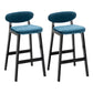 Contemporary Bar-stool Square Counter Bar Stool with Wooden Legs for Kitchen Blue Black 2 Piece Set Clearhalo 'Bar Furniture' 'Bar Stools' 'bar_stools' 'furn' 'furn_bar_stools' 'Furniture' 'furniture_bar_stools' 'Kitchen & Dining Furniture' 4984290