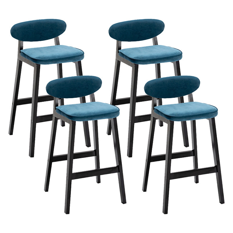 Contemporary Bar-stool Square Counter Bar Stool with Wooden Legs for Kitchen Blue Black 4 Piece Set Clearhalo 'Bar Furniture' 'Bar Stools' 'bar_stools' 'furn' 'furn_bar_stools' 'Furniture' 'furniture_bar_stools' 'Kitchen & Dining Furniture' 4984291