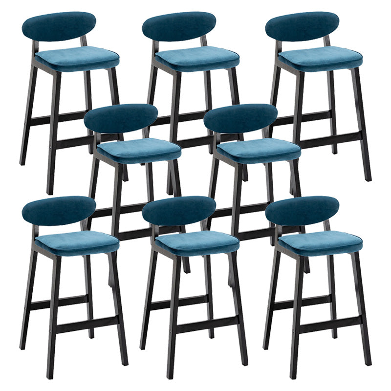 Contemporary Bar-stool Square Counter Bar Stool with Wooden Legs for Kitchen Blue Black 8 Piece Set Clearhalo 'Bar Furniture' 'Bar Stools' 'bar_stools' 'furn' 'furn_bar_stools' 'Furniture' 'furniture_bar_stools' 'Kitchen & Dining Furniture' 4984293