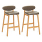 Contemporary Bar-stool Square Counter Bar Stool with Wooden Legs for Kitchen Khaki Natural 2 Piece Set Clearhalo 'Bar Furniture' 'Bar Stools' 'bar_stools' 'furn' 'furn_bar_stools' 'Furniture' 'furniture_bar_stools' 'Kitchen & Dining Furniture' 4984294