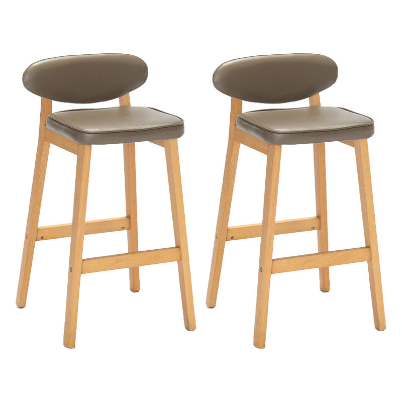 Contemporary Bar-stool Square Counter Bar Stool with Wooden Legs for Kitchen Khaki Natural 2 Piece Set Clearhalo 'Bar Furniture' 'Bar Stools' 'bar_stools' 'furn' 'furn_bar_stools' 'Furniture' 'furniture_bar_stools' 'Kitchen & Dining Furniture' 4984294