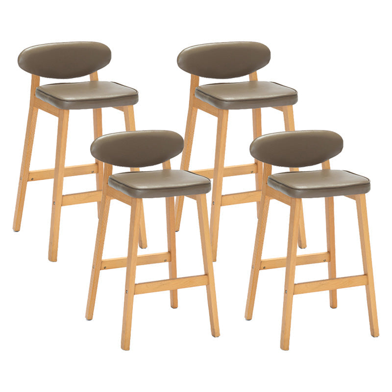 Contemporary Bar-stool Square Counter Bar Stool with Wooden Legs for Kitchen Khaki Natural 4 Piece Set Clearhalo 'Bar Furniture' 'Bar Stools' 'bar_stools' 'furn' 'furn_bar_stools' 'Furniture' 'furniture_bar_stools' 'Kitchen & Dining Furniture' 4984295