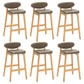 Contemporary Bar-stool Square Counter Bar Stool with Wooden Legs for Kitchen Khaki Natural 6 Piece Set Clearhalo 'Bar Furniture' 'Bar Stools' 'bar_stools' 'furn' 'furn_bar_stools' 'Furniture' 'furniture_bar_stools' 'Kitchen & Dining Furniture' 4984296