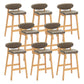 Contemporary Bar-stool Square Counter Bar Stool with Wooden Legs for Kitchen Khaki Natural 8 Piece Set Clearhalo 'Bar Furniture' 'Bar Stools' 'bar_stools' 'furn' 'furn_bar_stools' 'Furniture' 'furniture_bar_stools' 'Kitchen & Dining Furniture' 4984297