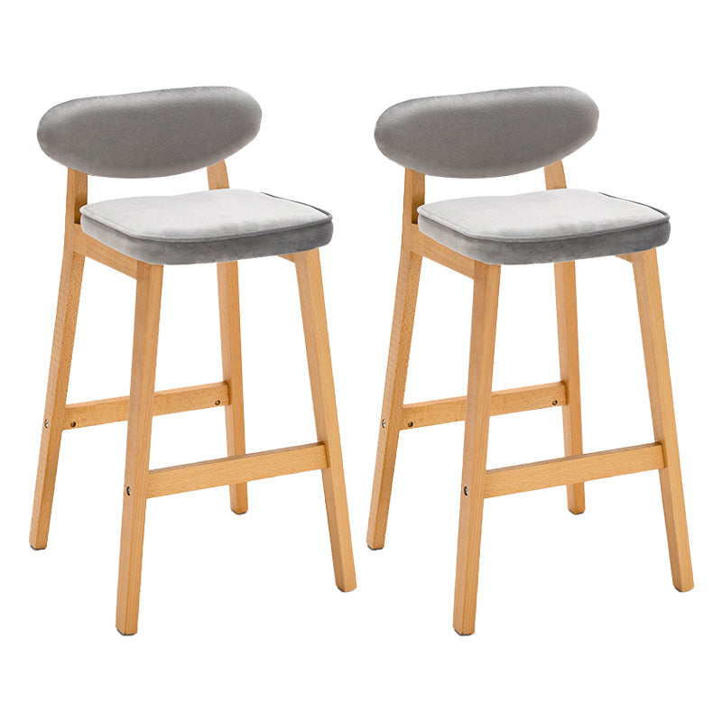 Contemporary Bar-stool Square Counter Bar Stool with Wooden Legs for Kitchen Grey Natural 2 Piece Set Clearhalo 'Bar Furniture' 'Bar Stools' 'bar_stools' 'furn' 'furn_bar_stools' 'Furniture' 'furniture_bar_stools' 'Kitchen & Dining Furniture' 4984298