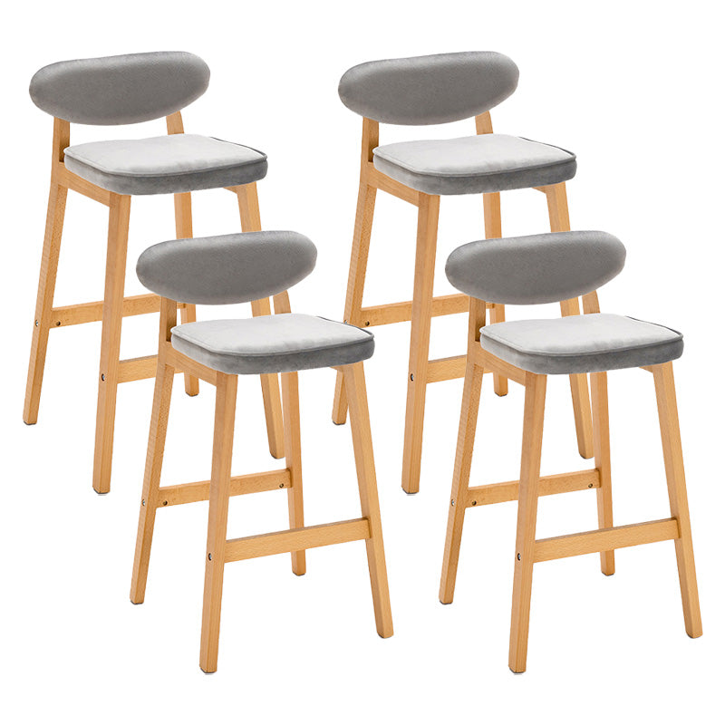 Contemporary Bar-stool Square Counter Bar Stool with Wooden Legs for Kitchen Grey Natural 4 Piece Set Clearhalo 'Bar Furniture' 'Bar Stools' 'bar_stools' 'furn' 'furn_bar_stools' 'Furniture' 'furniture_bar_stools' 'Kitchen & Dining Furniture' 4984299