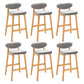 Contemporary Bar-stool Square Counter Bar Stool with Wooden Legs for Kitchen Grey Natural 6 Piece Set Clearhalo 'Bar Furniture' 'Bar Stools' 'bar_stools' 'furn' 'furn_bar_stools' 'Furniture' 'furniture_bar_stools' 'Kitchen & Dining Furniture' 4984300