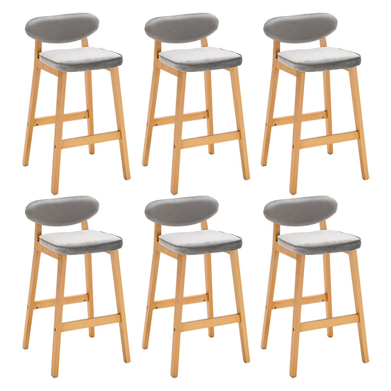 Contemporary Bar-stool Square Counter Bar Stool with Wooden Legs for Kitchen Grey Natural 6 Piece Set Clearhalo 'Bar Furniture' 'Bar Stools' 'bar_stools' 'furn' 'furn_bar_stools' 'Furniture' 'furniture_bar_stools' 'Kitchen & Dining Furniture' 4984300