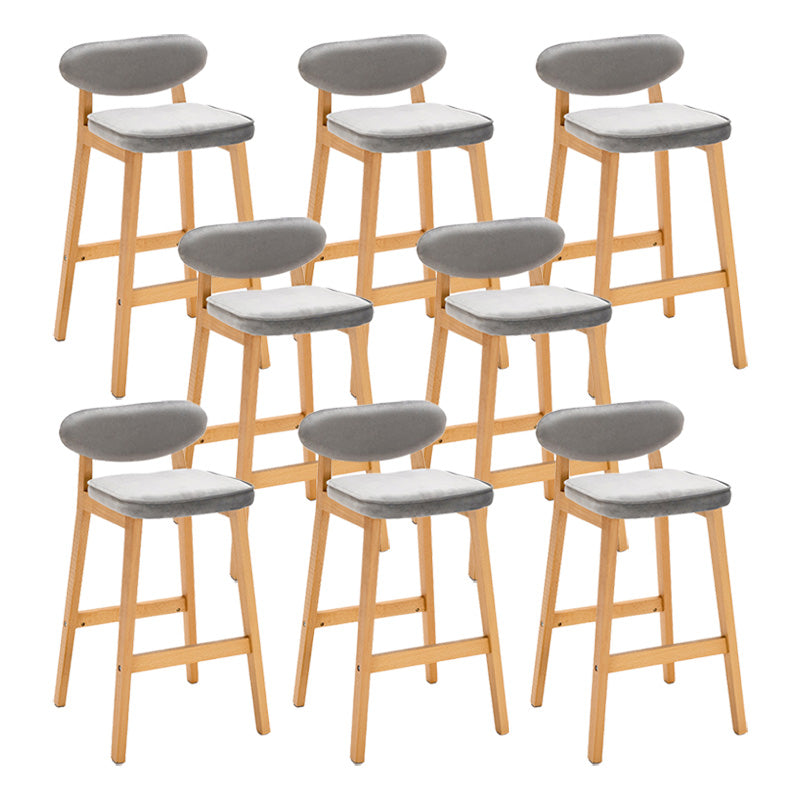 Contemporary Bar-stool Square Counter Bar Stool with Wooden Legs for Kitchen Grey Natural 8 Piece Set Clearhalo 'Bar Furniture' 'Bar Stools' 'bar_stools' 'furn' 'furn_bar_stools' 'Furniture' 'furniture_bar_stools' 'Kitchen & Dining Furniture' 4984301