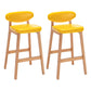 Contemporary Bar-stool Square Counter Bar Stool with Wooden Legs for Kitchen Yellow Natural 2 Piece Set Clearhalo 'Bar Furniture' 'Bar Stools' 'bar_stools' 'furn' 'furn_bar_stools' 'Furniture' 'furniture_bar_stools' 'Kitchen & Dining Furniture' 4984302