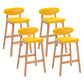 Contemporary Bar-stool Square Counter Bar Stool with Wooden Legs for Kitchen Yellow Natural 4 Piece Set Clearhalo 'Bar Furniture' 'Bar Stools' 'bar_stools' 'furn' 'furn_bar_stools' 'Furniture' 'furniture_bar_stools' 'Kitchen & Dining Furniture' 4984303