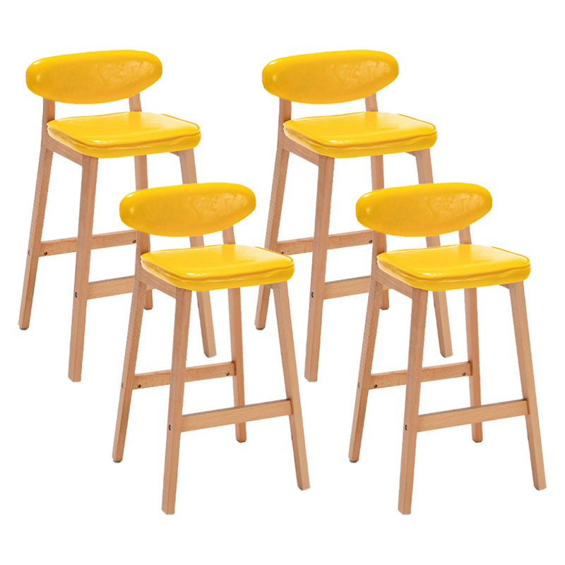 Contemporary Bar-stool Square Counter Bar Stool with Wooden Legs for Kitchen Yellow Natural 4 Piece Set Clearhalo 'Bar Furniture' 'Bar Stools' 'bar_stools' 'furn' 'furn_bar_stools' 'Furniture' 'furniture_bar_stools' 'Kitchen & Dining Furniture' 4984303
