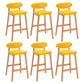 Contemporary Bar-stool Square Counter Bar Stool with Wooden Legs for Kitchen Yellow Natural 6 Piece Set Clearhalo 'Bar Furniture' 'Bar Stools' 'bar_stools' 'furn' 'furn_bar_stools' 'Furniture' 'furniture_bar_stools' 'Kitchen & Dining Furniture' 4984304
