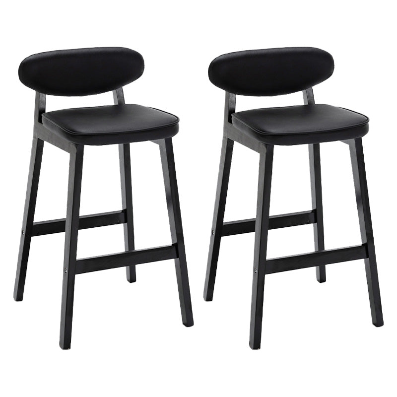 Contemporary Bar-stool Square Counter Bar Stool with Wooden Legs for Kitchen Black Black 2 Piece Set Clearhalo 'Bar Furniture' 'Bar Stools' 'bar_stools' 'furn' 'furn_bar_stools' 'Furniture' 'furniture_bar_stools' 'Kitchen & Dining Furniture' 4984306