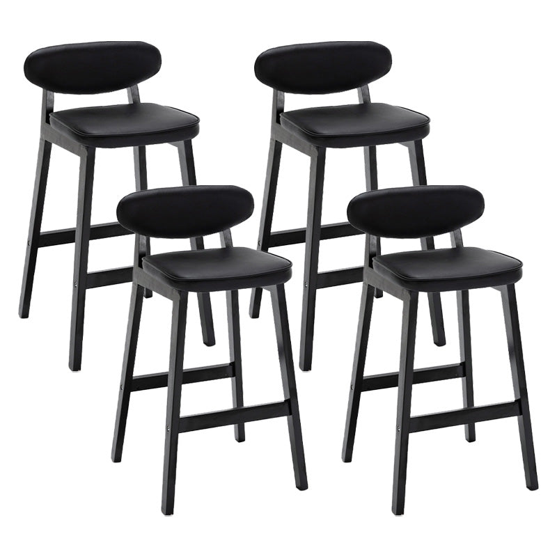Contemporary Bar-stool Square Counter Bar Stool with Wooden Legs for Kitchen Black Black 4 Piece Set Clearhalo 'Bar Furniture' 'Bar Stools' 'bar_stools' 'furn' 'furn_bar_stools' 'Furniture' 'furniture_bar_stools' 'Kitchen & Dining Furniture' 4984307