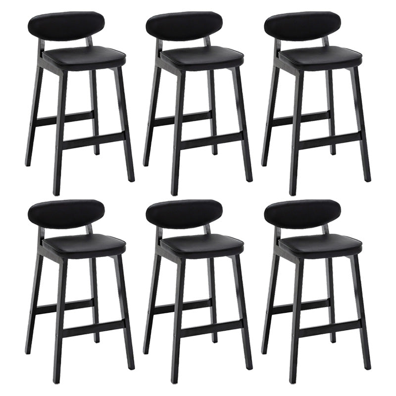 Contemporary Bar-stool Square Counter Bar Stool with Wooden Legs for Kitchen Black Black 6 Piece Set Clearhalo 'Bar Furniture' 'Bar Stools' 'bar_stools' 'furn' 'furn_bar_stools' 'Furniture' 'furniture_bar_stools' 'Kitchen & Dining Furniture' 4984308