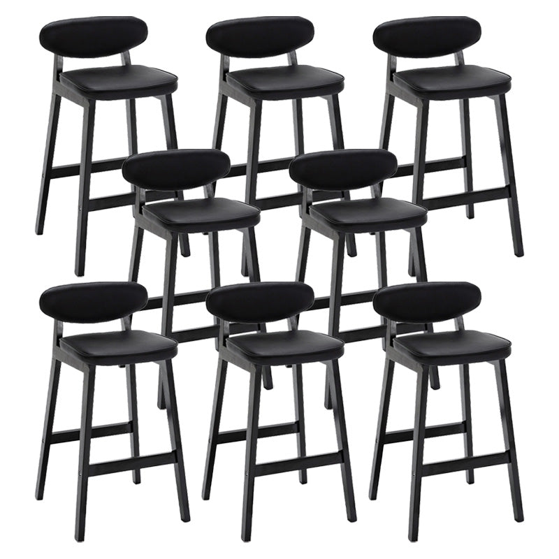 Contemporary Bar-stool Square Counter Bar Stool with Wooden Legs for Kitchen Black Black 8 Piece Set Clearhalo 'Bar Furniture' 'Bar Stools' 'bar_stools' 'furn' 'furn_bar_stools' 'Furniture' 'furniture_bar_stools' 'Kitchen & Dining Furniture' 4984309