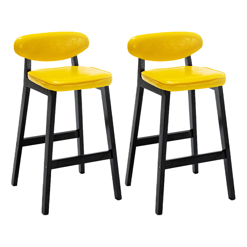 Contemporary Bar-stool Square Counter Bar Stool with Wooden Legs for Kitchen Yellow Black 2 Piece Set Clearhalo 'Bar Furniture' 'Bar Stools' 'bar_stools' 'furn' 'furn_bar_stools' 'Furniture' 'furniture_bar_stools' 'Kitchen & Dining Furniture' 4984310