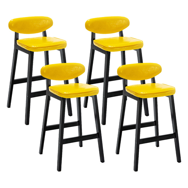 Contemporary Bar-stool Square Counter Bar Stool with Wooden Legs for Kitchen Yellow Black 4 Piece Set Clearhalo 'Bar Furniture' 'Bar Stools' 'bar_stools' 'furn' 'furn_bar_stools' 'Furniture' 'furniture_bar_stools' 'Kitchen & Dining Furniture' 4984311