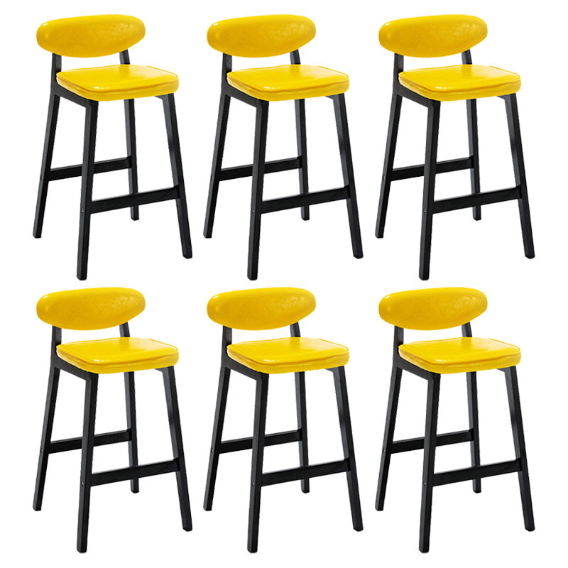 Contemporary Bar-stool Square Counter Bar Stool with Wooden Legs for Kitchen Yellow Black 6 Piece Set Clearhalo 'Bar Furniture' 'Bar Stools' 'bar_stools' 'furn' 'furn_bar_stools' 'Furniture' 'furniture_bar_stools' 'Kitchen & Dining Furniture' 4984312