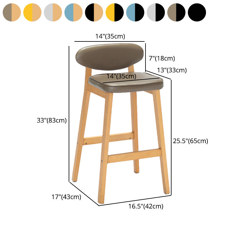 Contemporary Bar-stool Square Counter Bar Stool with Wooden Legs for Kitchen Clearhalo 'Bar Furniture' 'Bar Stools' 'bar_stools' 'furn' 'furn_bar_stools' 'Furniture' 'furniture_bar_stools' 'Kitchen & Dining Furniture' 4984314