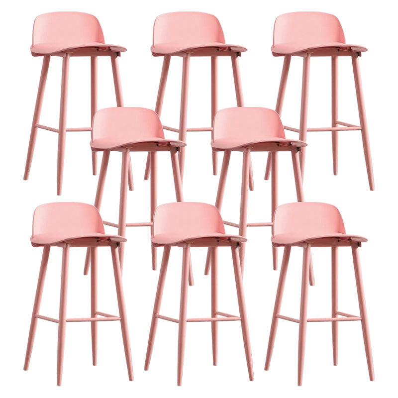 Scandinavian Footrest Home Stool Matte Finish Plastic Bar Stool Pink 8 Piece Set Clearhalo 'Bar Furniture' 'Bar Stools' 'bar_stools' 'furn' 'furn_bar_stools' 'Furniture' 'furniture_bar_stools' 'Kitchen & Dining Furniture' 4984322
