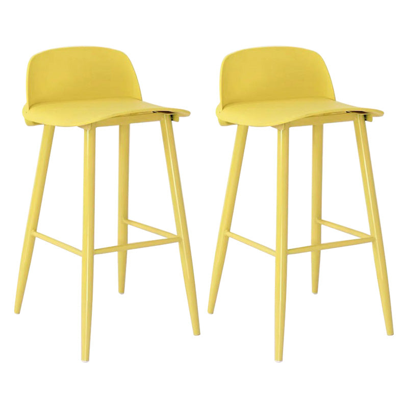 Scandinavian Footrest Home Stool Matte Finish Plastic Bar Stool Yellow 2 Piece Set Counter Stool (23.5"H) Clearhalo 'Bar Furniture' 'Bar Stools' 'bar_stools' 'furn' 'furn_bar_stools' 'Furniture' 'furniture_bar_stools' 'Kitchen & Dining Furniture' 4984334