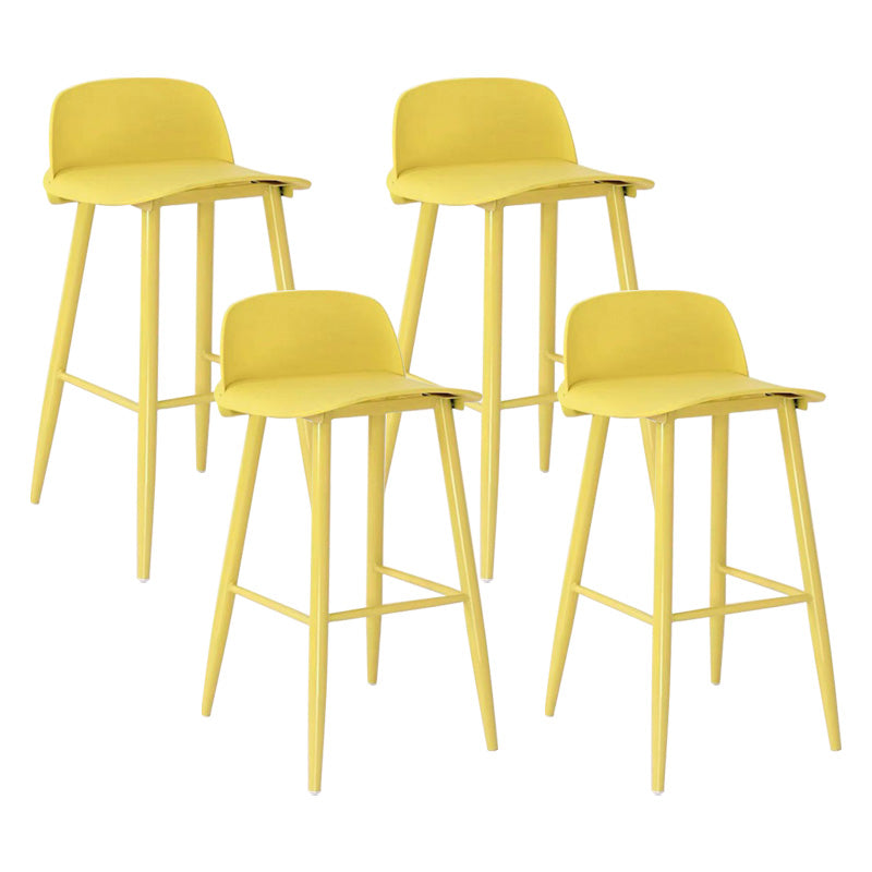 Scandinavian Footrest Home Stool Matte Finish Plastic Bar Stool Yellow 4 Piece Set Counter Stool (23.5"H) Clearhalo 'Bar Furniture' 'Bar Stools' 'bar_stools' 'furn' 'furn_bar_stools' 'Furniture' 'furniture_bar_stools' 'Kitchen & Dining Furniture' 4984335