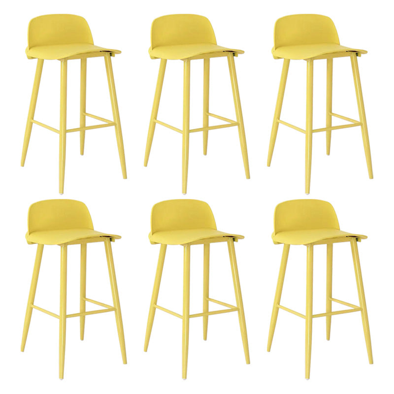 Scandinavian Footrest Home Stool Matte Finish Plastic Bar Stool Yellow 6 Piece Set Counter Stool (23.5"H) Clearhalo 'Bar Furniture' 'Bar Stools' 'bar_stools' 'furn' 'furn_bar_stools' 'Furniture' 'furniture_bar_stools' 'Kitchen & Dining Furniture' 4984336