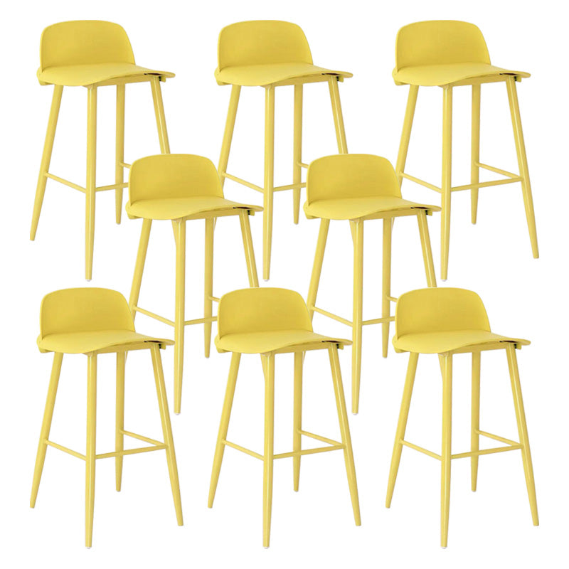 Scandinavian Footrest Home Stool Matte Finish Plastic Bar Stool Yellow 8 Piece Set Counter Stool (23.5"H) Clearhalo 'Bar Furniture' 'Bar Stools' 'bar_stools' 'furn' 'furn_bar_stools' 'Furniture' 'furniture_bar_stools' 'Kitchen & Dining Furniture' 4984337