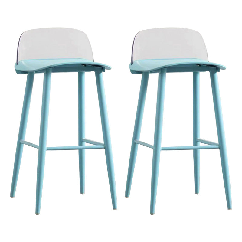 Scandinavian Footrest Home Stool Matte Finish Plastic Bar Stool Blue-Clear 2 Piece Set Clearhalo 'Bar Furniture' 'Bar Stools' 'bar_stools' 'furn' 'furn_bar_stools' 'Furniture' 'furniture_bar_stools' 'Kitchen & Dining Furniture' 4984342